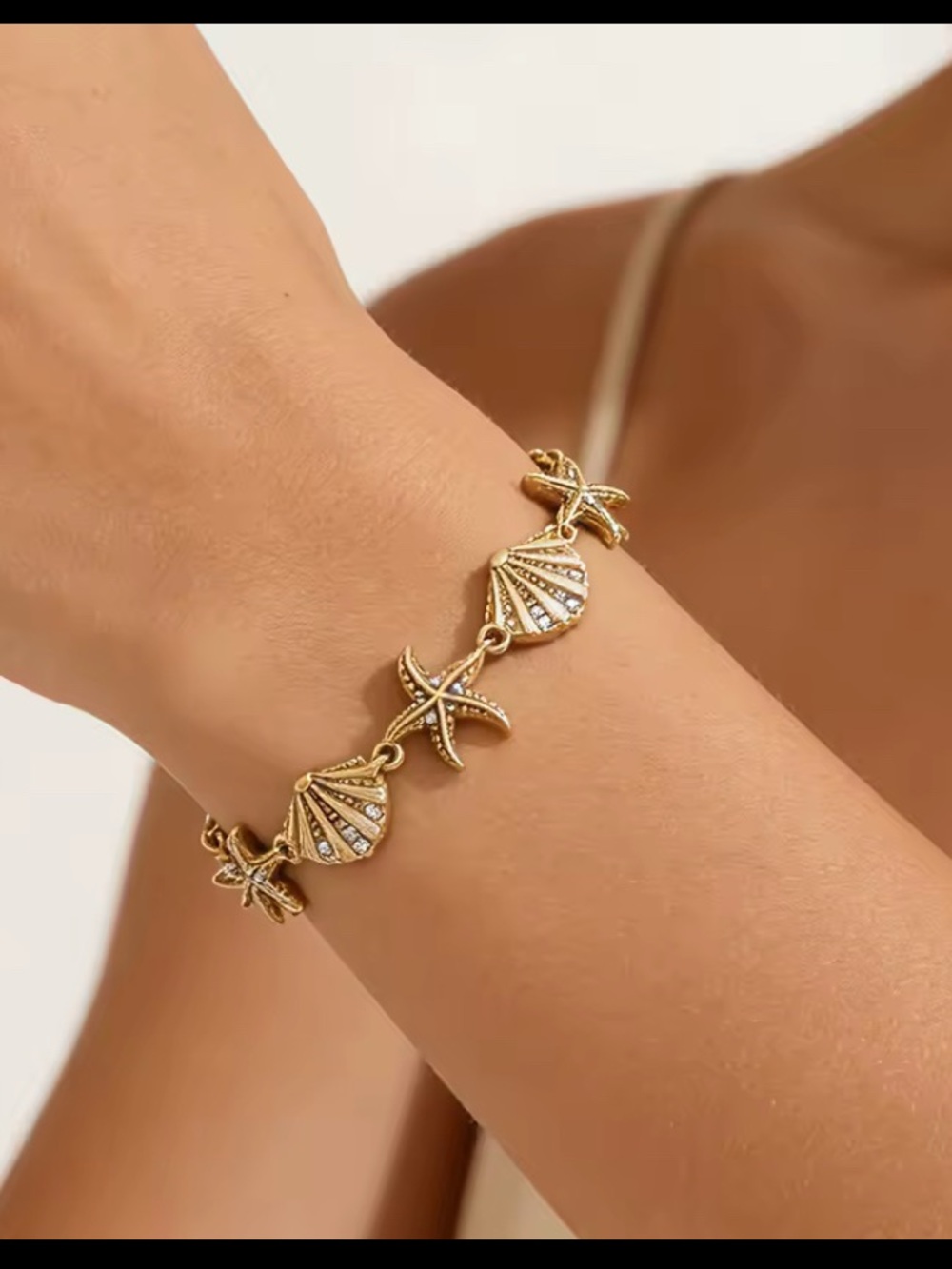 Gold Shell & Starfish Charm Bracelet - Women Jewelry